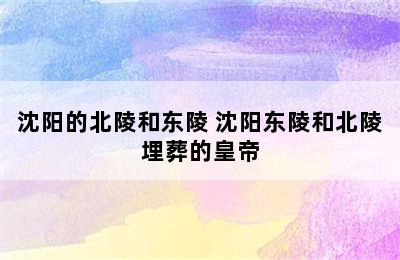 沈阳的北陵和东陵 沈阳东陵和北陵埋葬的皇帝